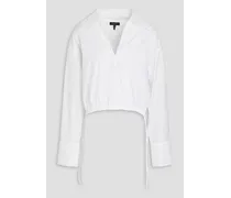 Fiona cropped cotton-poplin blouse - White