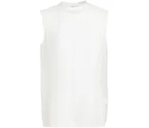 Organza-paneled stretch cotton-jersey top - White