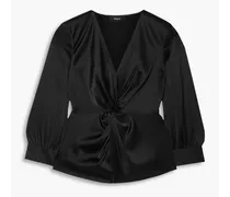 Twist-front satin blouse - Black