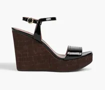 Clivya patent-leather wedge sandals - Black