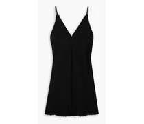 Scalloped satin mini dress - Black