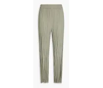 Maisie plissé-crepe straight-leg pants - Green