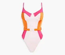 The Spencer belted color-block swimsuit - Pink