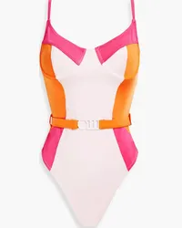 Solid and Striped The Spencer belted color-block swimsuit - Pink Pink