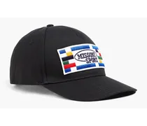 Appliquéd cotton-twill baseball cap - Black