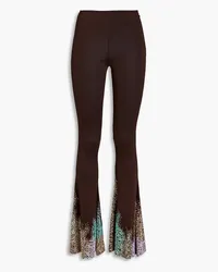 16ARLINGTON Koro crystal-embellished jersey flared pants - Brown Brown