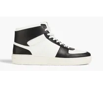 Two-tone leather high-top sneakers - Black