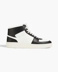 Sandro Two-tone leather high-top sneakers - Black Black