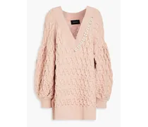 Embellished cable-knit sweater - Pink