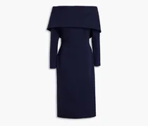 Off-the-shoulder wool-blend ponte dress - Blue