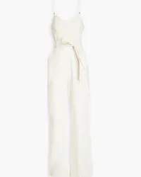 A.L.C. Belted linen-blend gabardine jumpsuit - White White