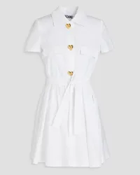 Moschino Button-embellished cotton-blend poplin mini shirt dress - White White