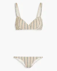 Lisa Marie Fernandez Yasmin striped stretch-seersucker triangle bikini - Neutral Neutral