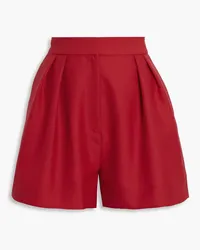 Oscar de la Renta Pleated wool and mohair-blend shorts - Red Red