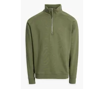Cotton-fleece half-zip sweatshirt - Green