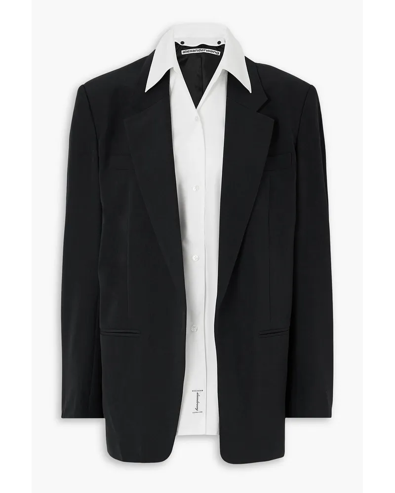 Alexander Wang Oversized layered woven and cotton blazer - Black Black
