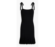Elona ruffled stretch-knit mini dress - Black