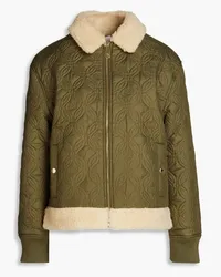 Sandro Faux shearling-trimmed quilted shell jacket - Green Green