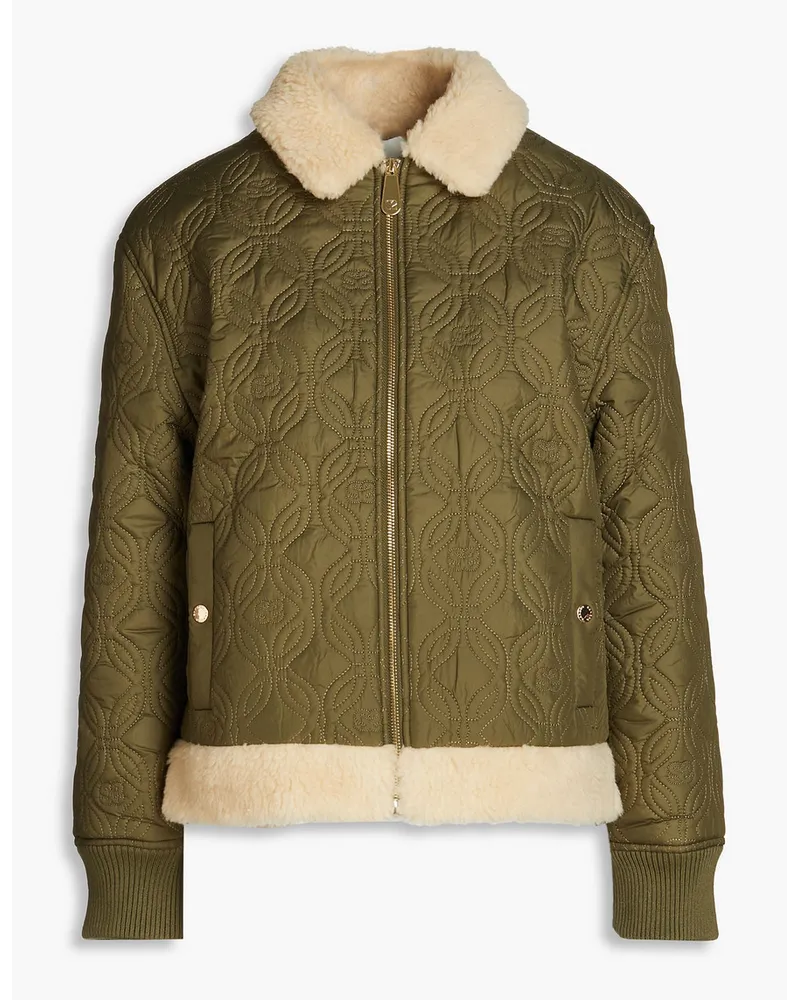 Sandro Faux shearling-trimmed quilted shell jacket - Green Green