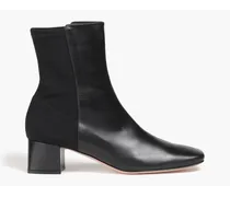 Logan stretch-jersey and leather ankle boots - Black