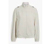 Embellished cotton-blend jersey jacket - White