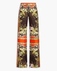 Emilio Pucci Printed silk-twill straight-leg pants - Brown Brown