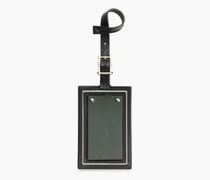 Studded color-block leather luggage tag - Green