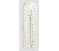 Floral-print charmeuse pajama pants - White