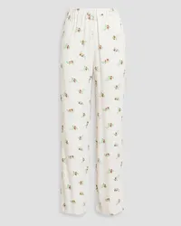 SLEEPER Floral-print charmeuse pajama pants - White White