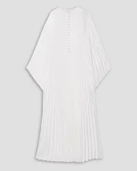 SEMSEM Crystal-embellished plissé-satin maxi dress - White White