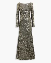 Rachel Gilbert Fleur sequined tulle gown - Metallic Metallic