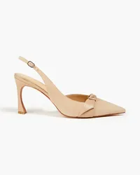 Alexandre Birman Clarita 85 bow-detailed suede slingback pumps - Neutral Neutral