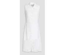 Lace-paneled linen shirt dress - White