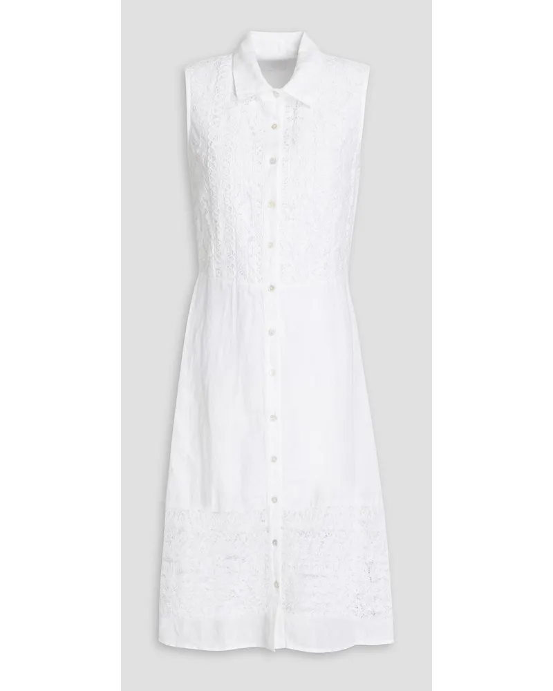 120% Lino Lace-paneled linen shirt dress - White White