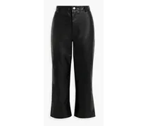 Venice cropped leather wide-leg pants - Black