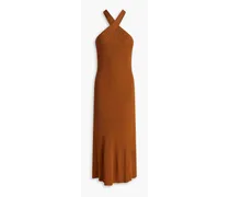 Ribbed-knit midi dress - Brown