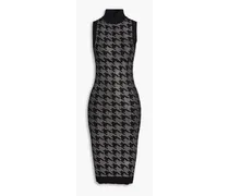Chrystie embellished houndstooth cotton and cashmere-blend dress - Black