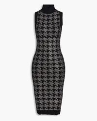 Retrofête Chrystie embellished houndstooth cotton and cashmere-blend dress - Black Black