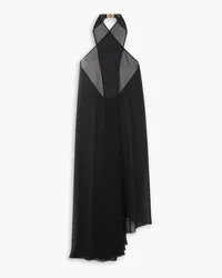 Versace Farfalla asymmetric voile halterneck coverup - Black Black