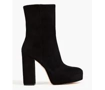 Suede platform ankle boots - Black