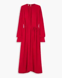 Totême Belted gathered crepe maxi dress - Red Red