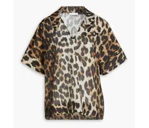 Leopard-print TENCEL™ Lyocell-blend voile top - Animal print