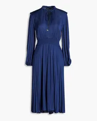 Maje Pleated satin midi dress - Blue Blue