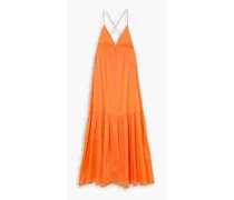 Wilonna gathered cotton midi dress - Orange