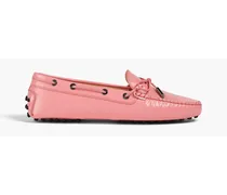 Bow-detailed glossed-leather loafers - Pink