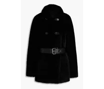 Reversible belted shearling coat - Black