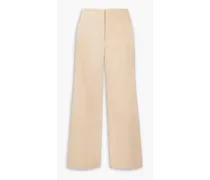 Cropped cotton-gabardine wide-leg pants - Neutral