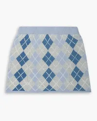 LoveShackFancy Marseille argyle wool and cashmere-blend mini skirt - Blue Blue