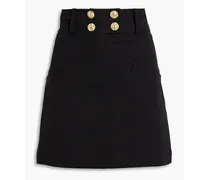 Button-embellished cotton-blend mini skirt - Black