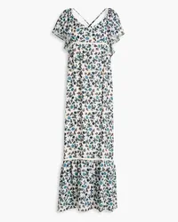 Sensi Studio Printed crochet lace-trimmed crepe midi dress - Blue Blue